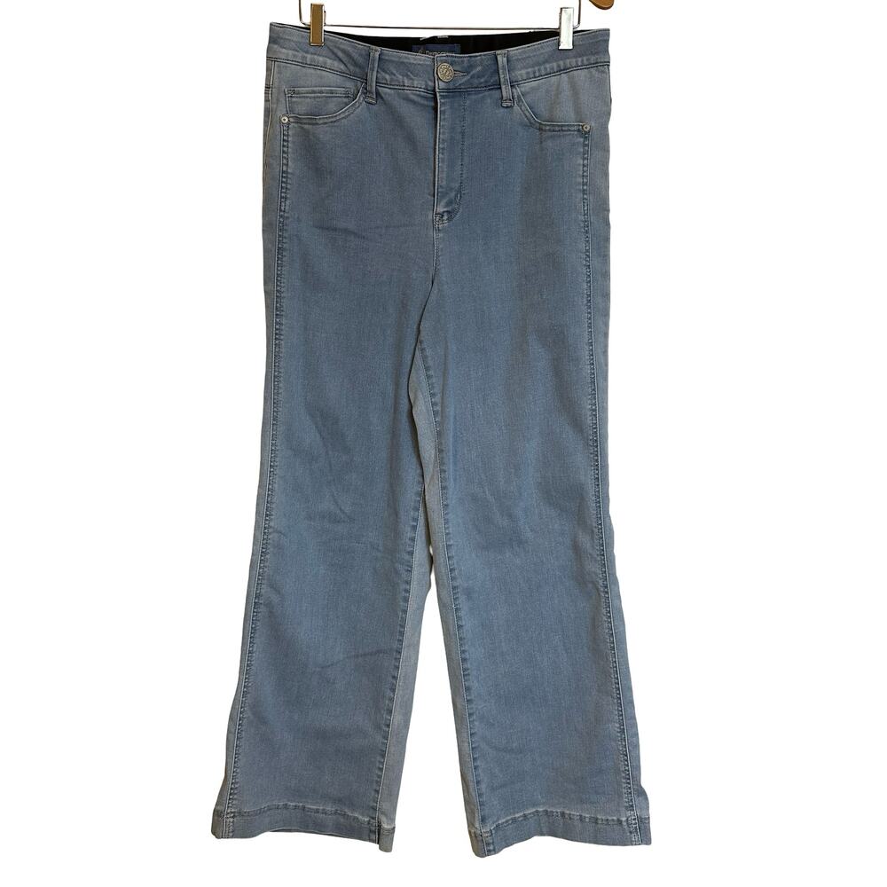 Democracy "Ab"solution Skyrise Wide Leg Jeans Light Blue Denim Stretch Size 14